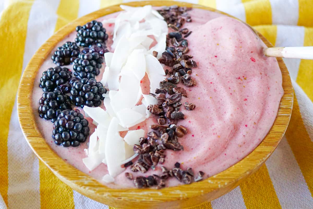 Close-up of strawberry smoothie